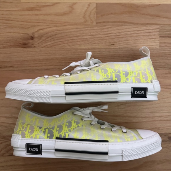 Dior low top neon green canvas sneakers - Picture 2 of 5